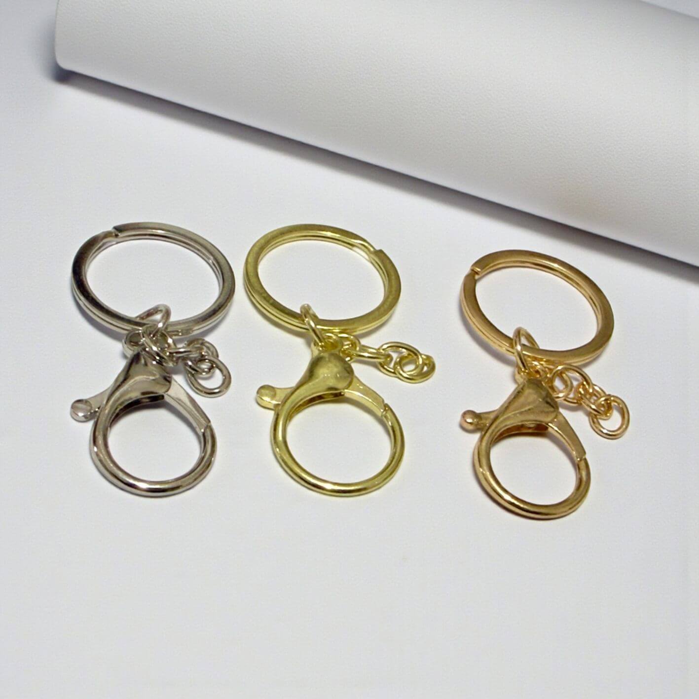 colour choices for keyring metal come in Silver, yellow gold and rose gold
