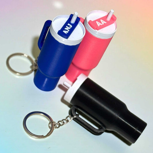 Three cute mini custom Stanley keychain with initials