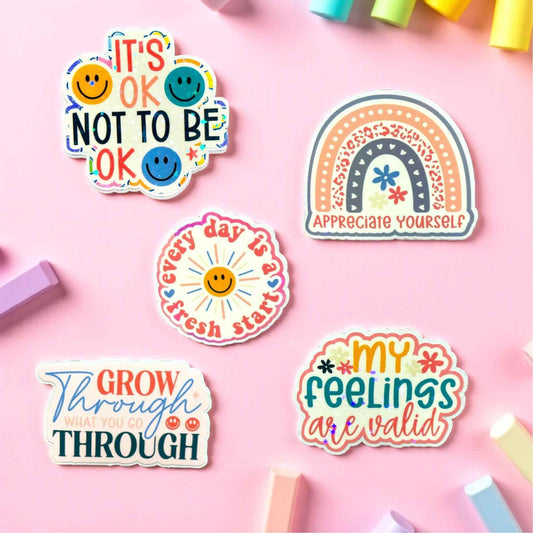 Set of five Mental health stickers