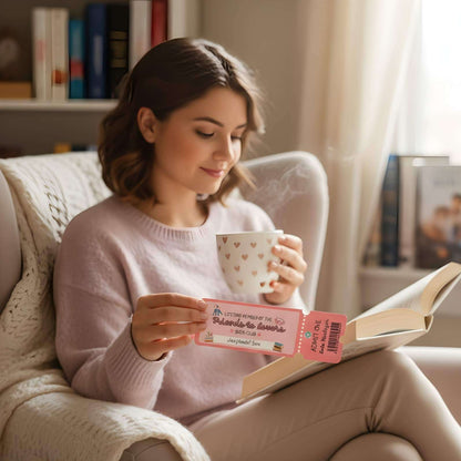 Romance book club membership ticket bookmark - cute reading gift for book lovers